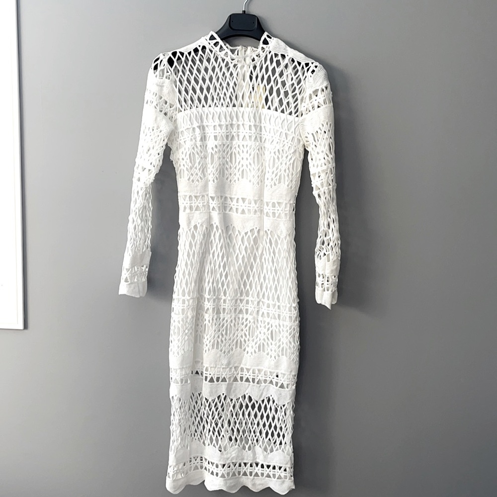 Mika and Gala White Geo Lace Cutout Dress